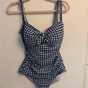 Women’s' Navy and White Gingham One-Piece Swimsuit